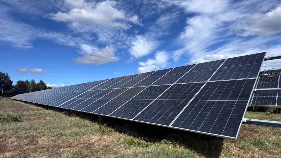 Planta fotovoltaica de la bodega entre los viñedos